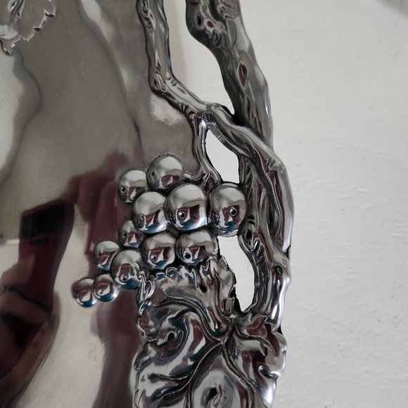 Stunning Silver Arthur Court Grapes And Grape Leaves Chip And Dip Bowl - Picture 10 of 10